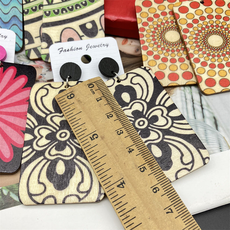 Wholesale Bohemian Resort Style Wooden Long Earrings ACC-ES-FX020