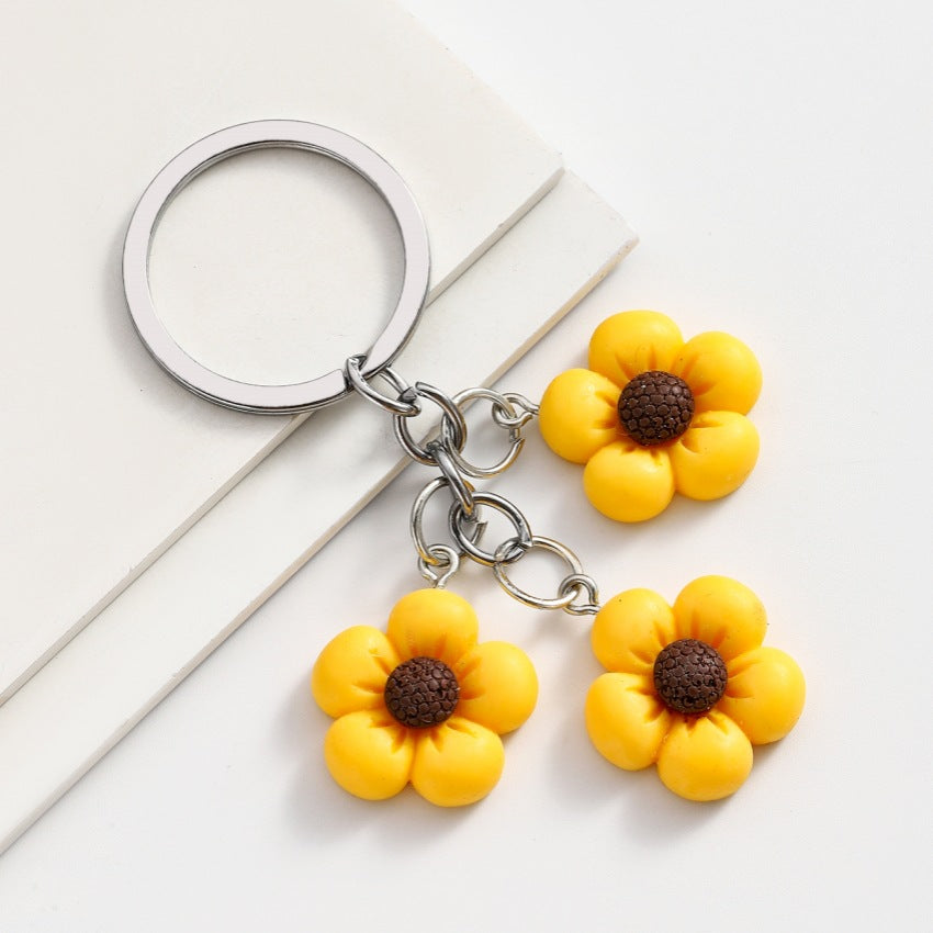 Wholesale DIY Candy Color Five Petal Flower Keychains ACC-KC-RongRui007