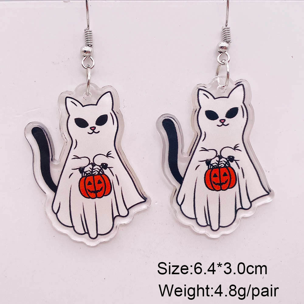 Wholesale  jewelry Pumpkin cat ghost acrylic pendant earrings