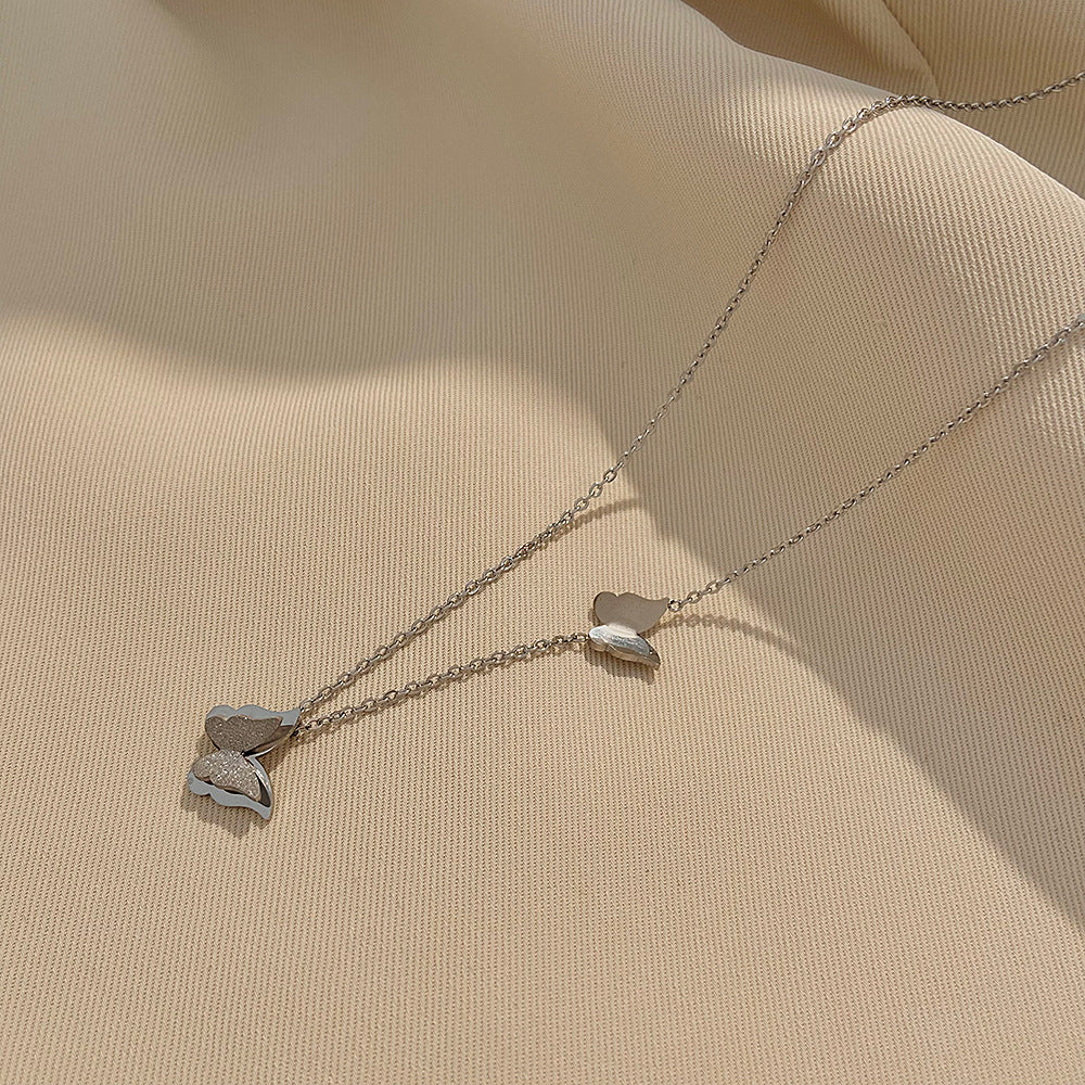 Wholesale Titanium Steel  popular butterfly ring double-layer opening ring