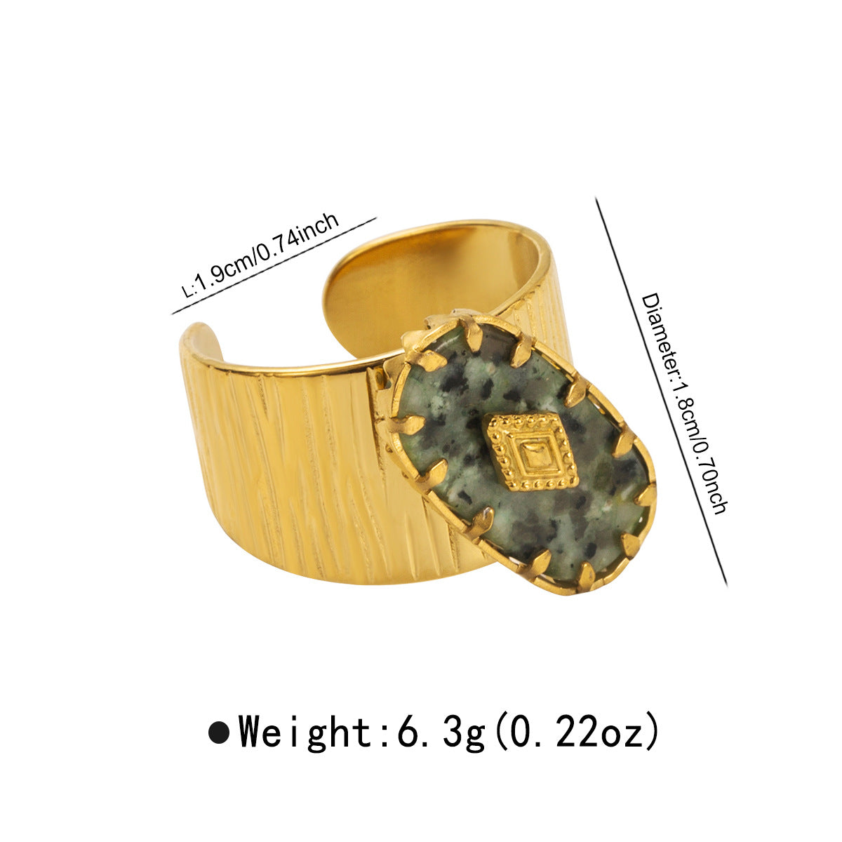 Wholesale Stainless Steel Vintage Ethnic Style Turquoise Natural Stone Shell Opening Ring