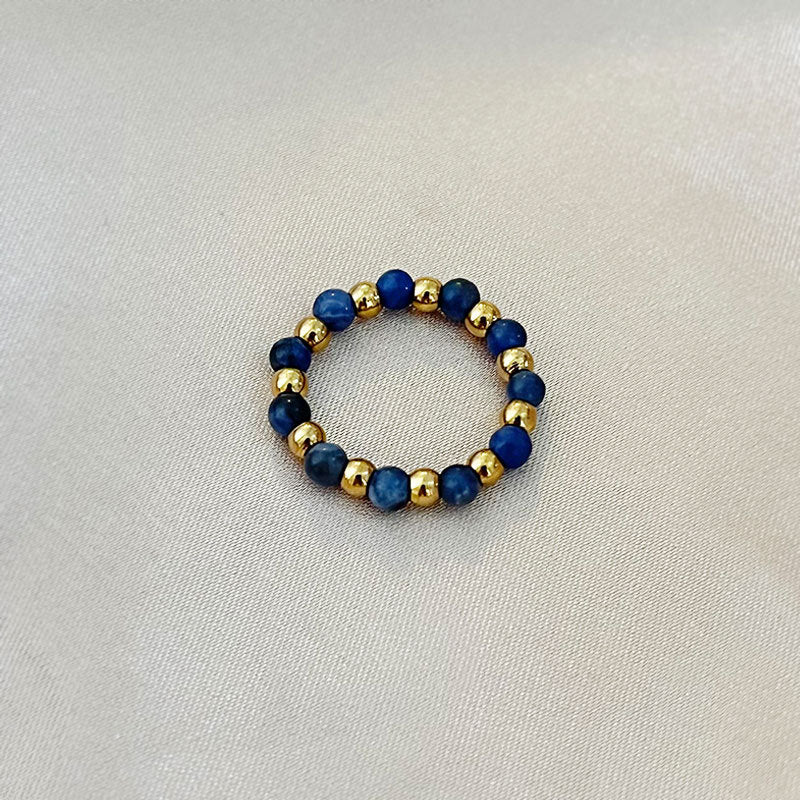 Wholesale stainless steel steel ball elastic natural stone  ring