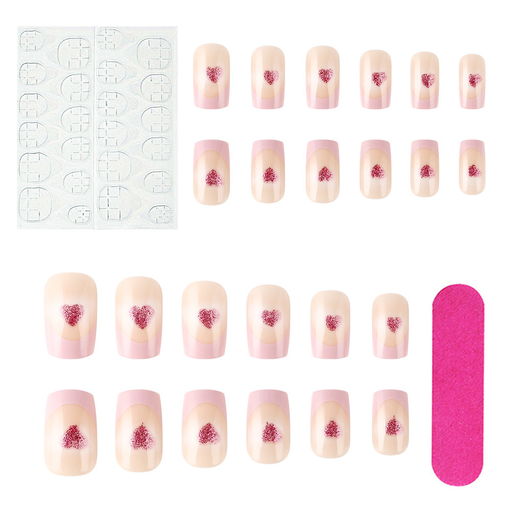 Wholesale 24 Pieces/box Valentine's Day Glitter Heart Nails Kits Nail Stickers ACC-NS-MiKe028