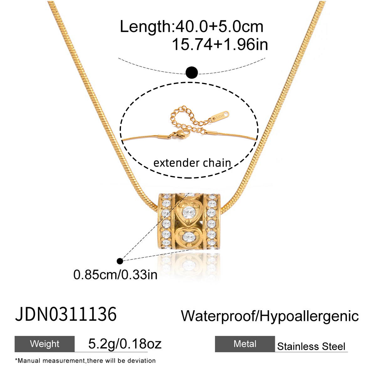 Wholesale Stainless steel zircon pendant necklace