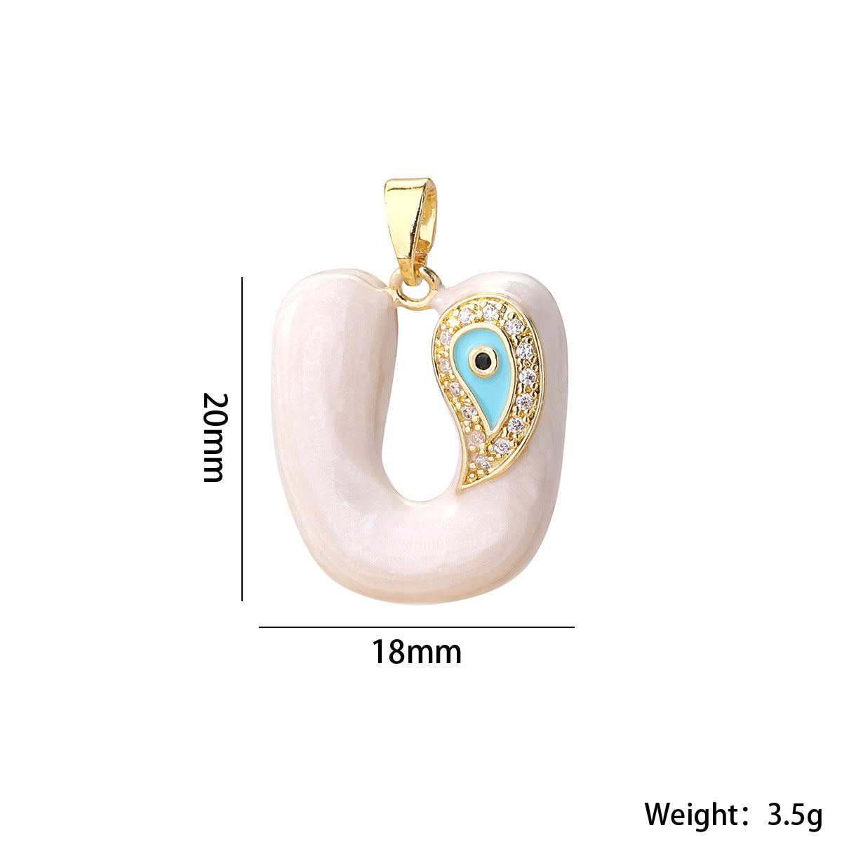 Wholesale Evil Eye Letter Pendant 16K Gold Plated Copper With Zircon Fashion Decorative Accessory DIY Jewelry Charm Boutique Gift Resale