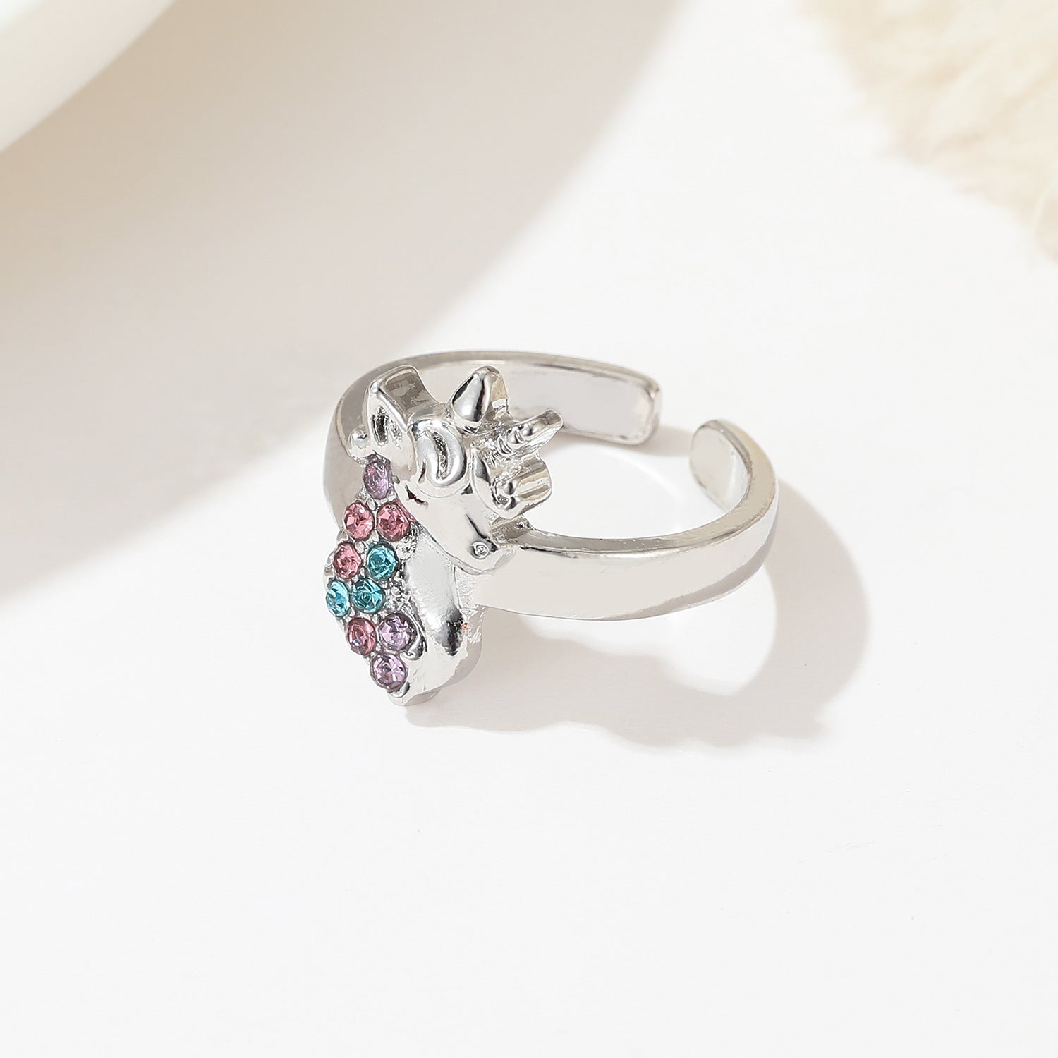 Wholesale cartoon unicorn ring colorful adjustable ring