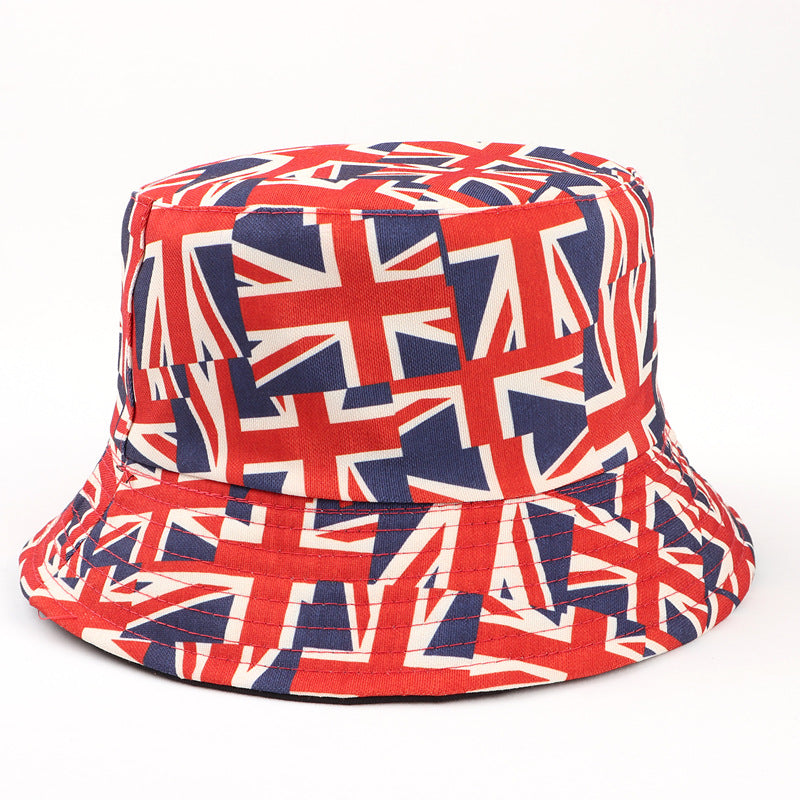 Wholesale  British flag printed double-sided fisherman hat sunshade hat bucket hat