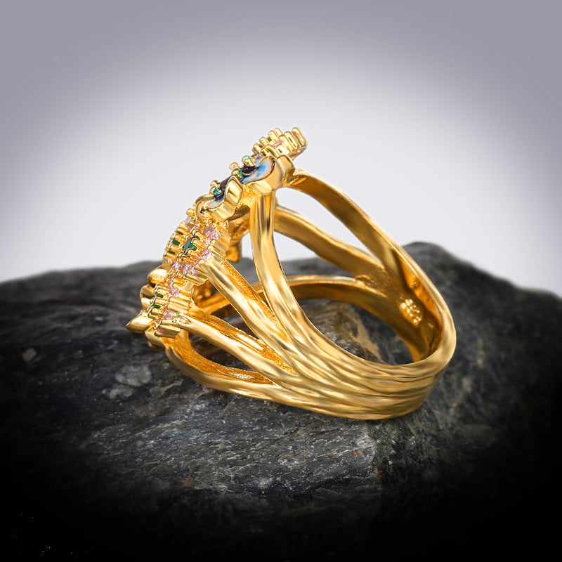 Wholesale Flower Set Colorful Zircon  Ring