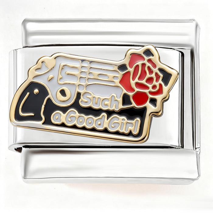 Wholesale Italian charm bracele handmade graffiti art color patchwork stainless steel bracelet