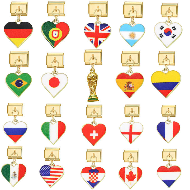 Wholesale Stainless Steel Italian Flag Modular Pendant - DIY Detachable Charm,  Trendy Fashion Accessory for Everyday Use