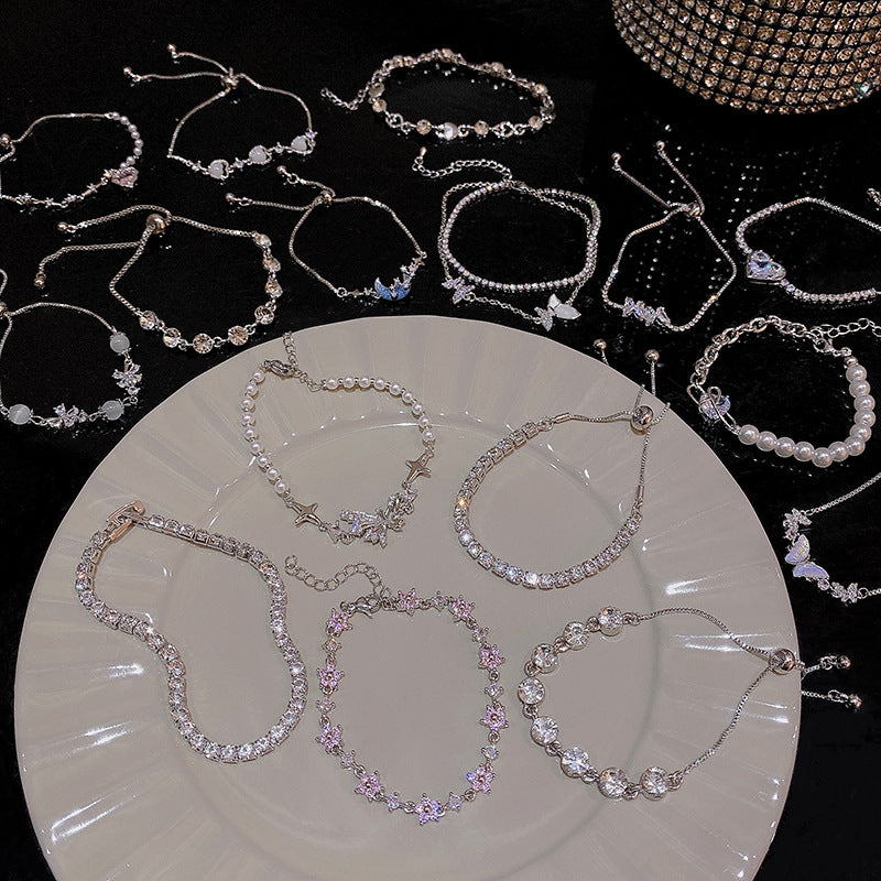 Wholesale Silver Zircon Pearl Alloy Bracelet ACC-BT-Sengw003