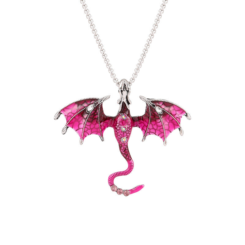 Wholesale  Retro Oil Dropping Cartoon Dragon Style Pendant Necklace