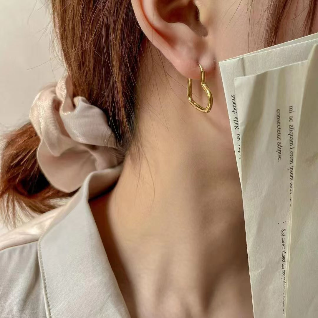 Wholesale Titanium steel square heart earrings