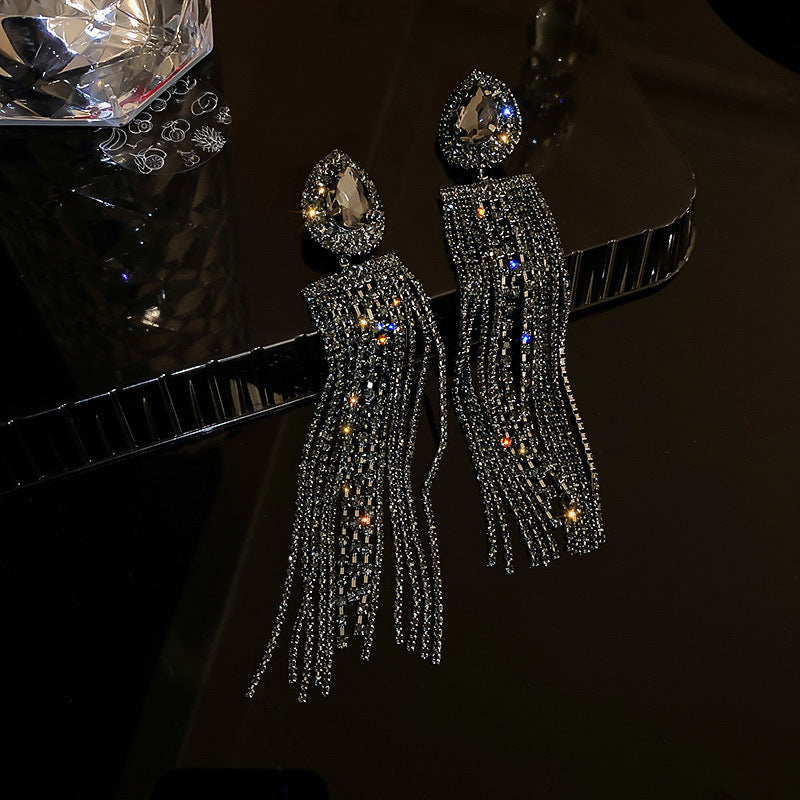 Wholesale Diamond Zircon Five-pointed Star Long Tassel Earrings ACC-ES-KJ010