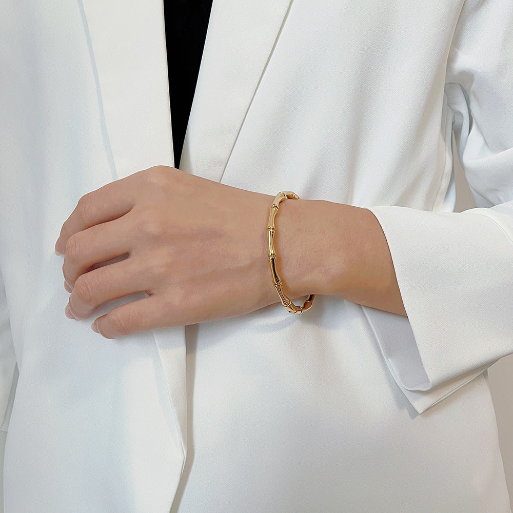 Wholesale Gold Bamboo Titanium Steel Bracelets Plain Bracelet ACC-BT-YiSheng002