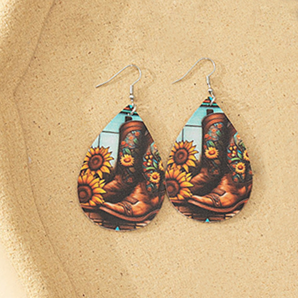 Wholesale  Halloween double-sided PU leather drop earrings