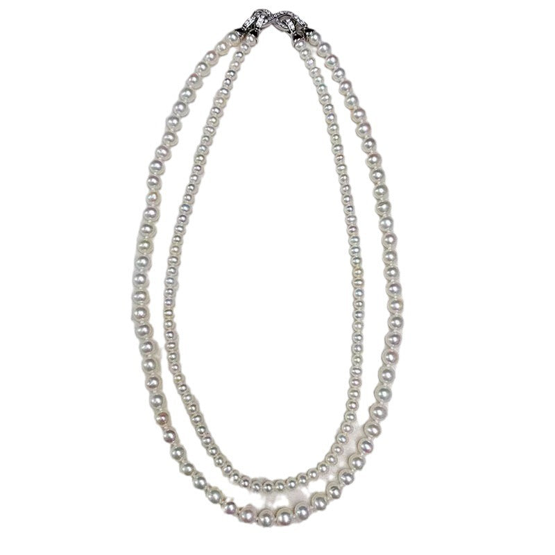 Wholesale Double-layer folded  pearl necklace