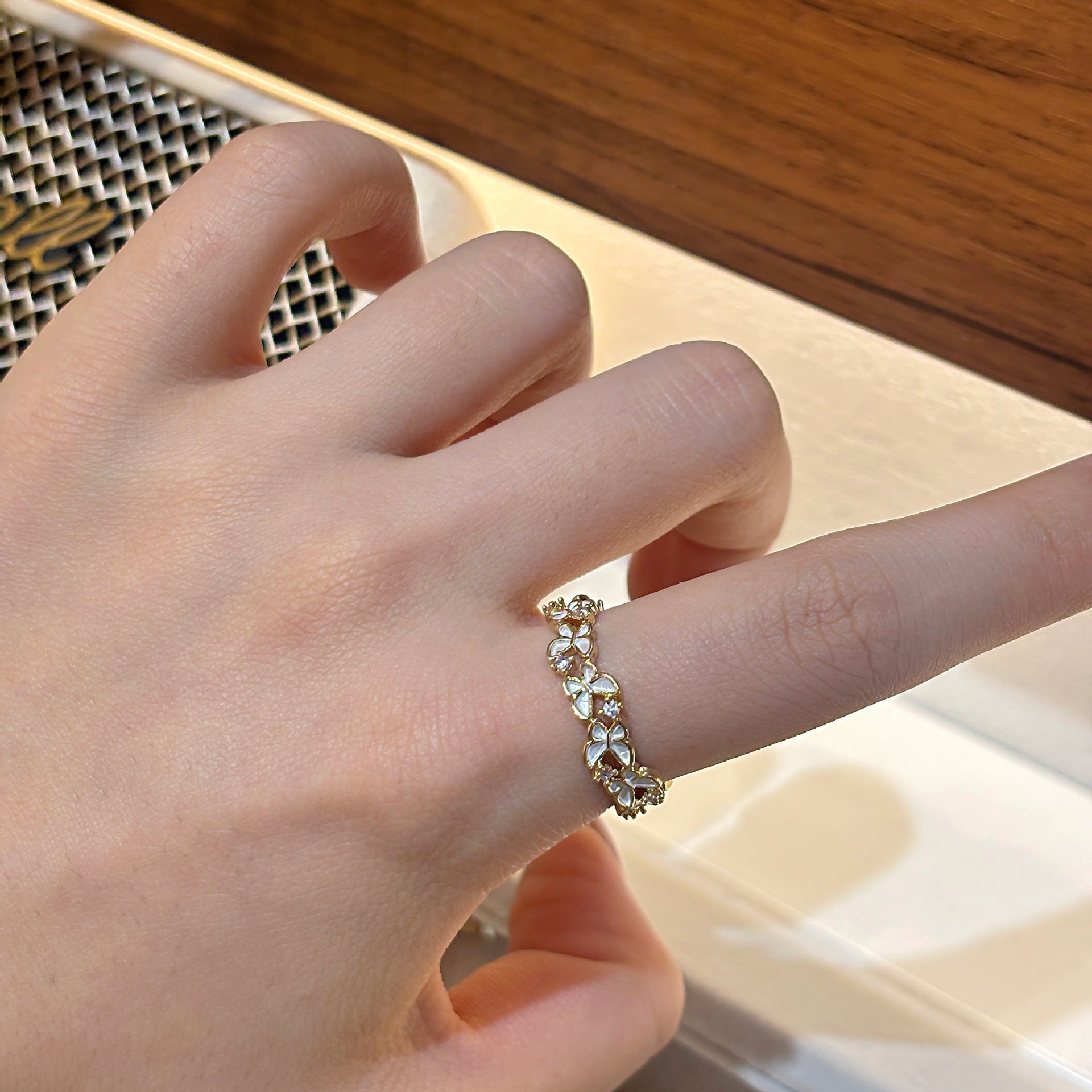 Wholesale  Iris Butterfly Flower Luxury Open Ring