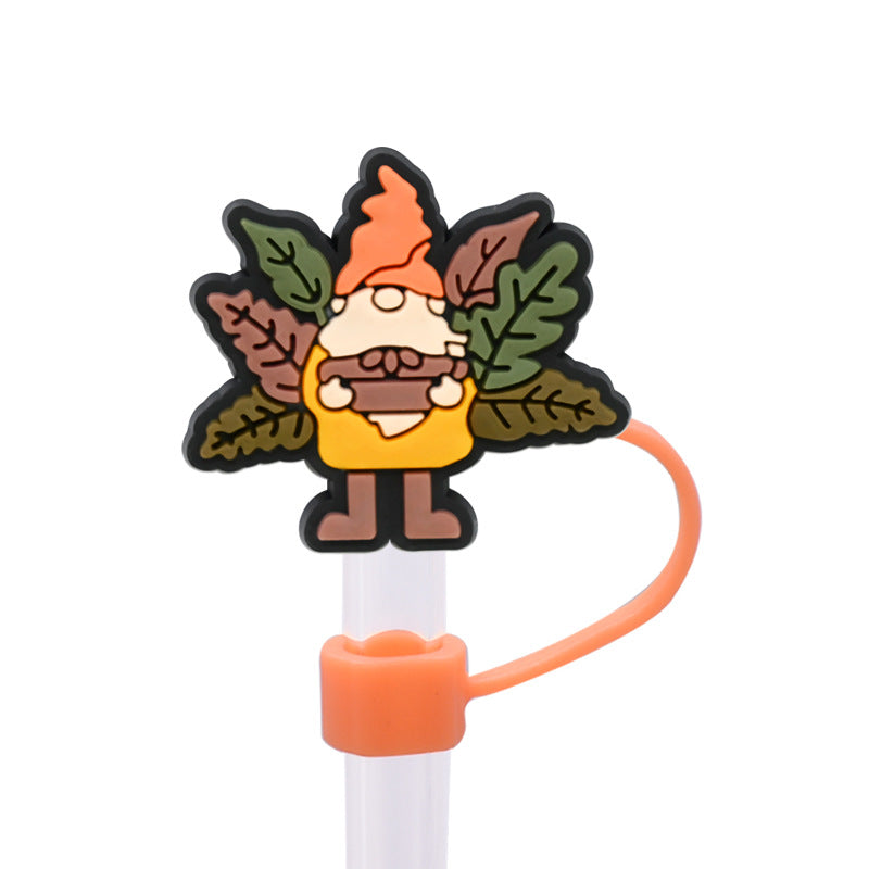 Wholesale Random 100pcs Autumn Series PVC Soft Straw Tube Cap