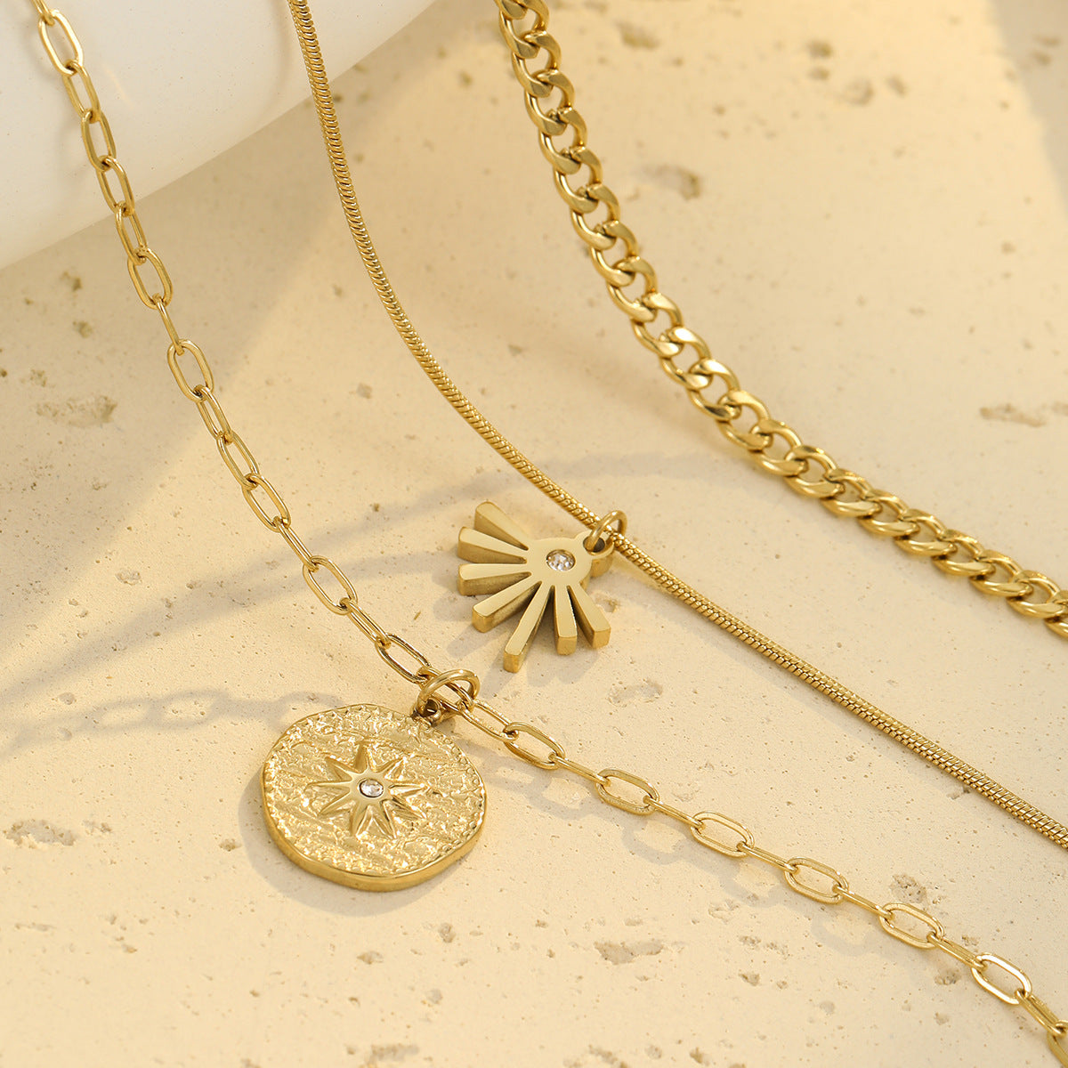 Wholesale stainless steel stacking necklace bamboo chain sunflower necklace