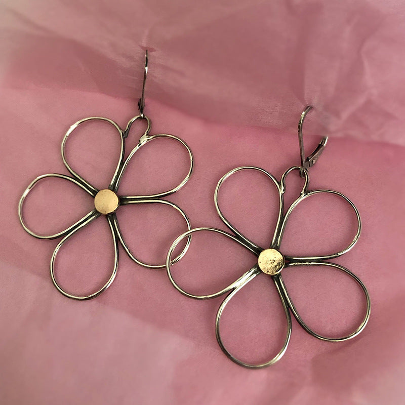 Wholesale Bohemian style personality big flower pendant earrings