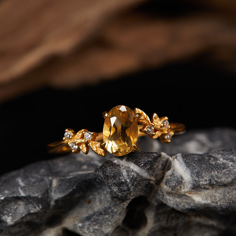 Wholesale S925 Sterling Silver Natural Topaz Garnet Ring