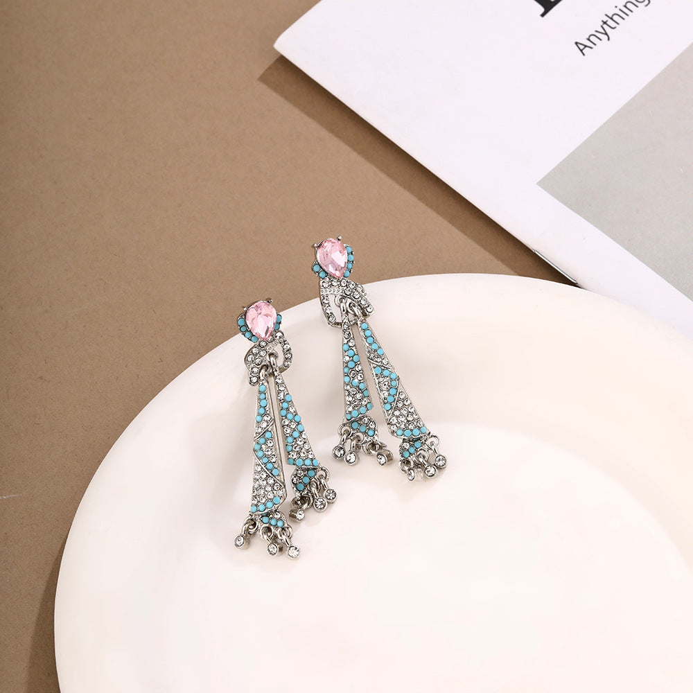 Wholesale Diamond-covered colored silk earrings