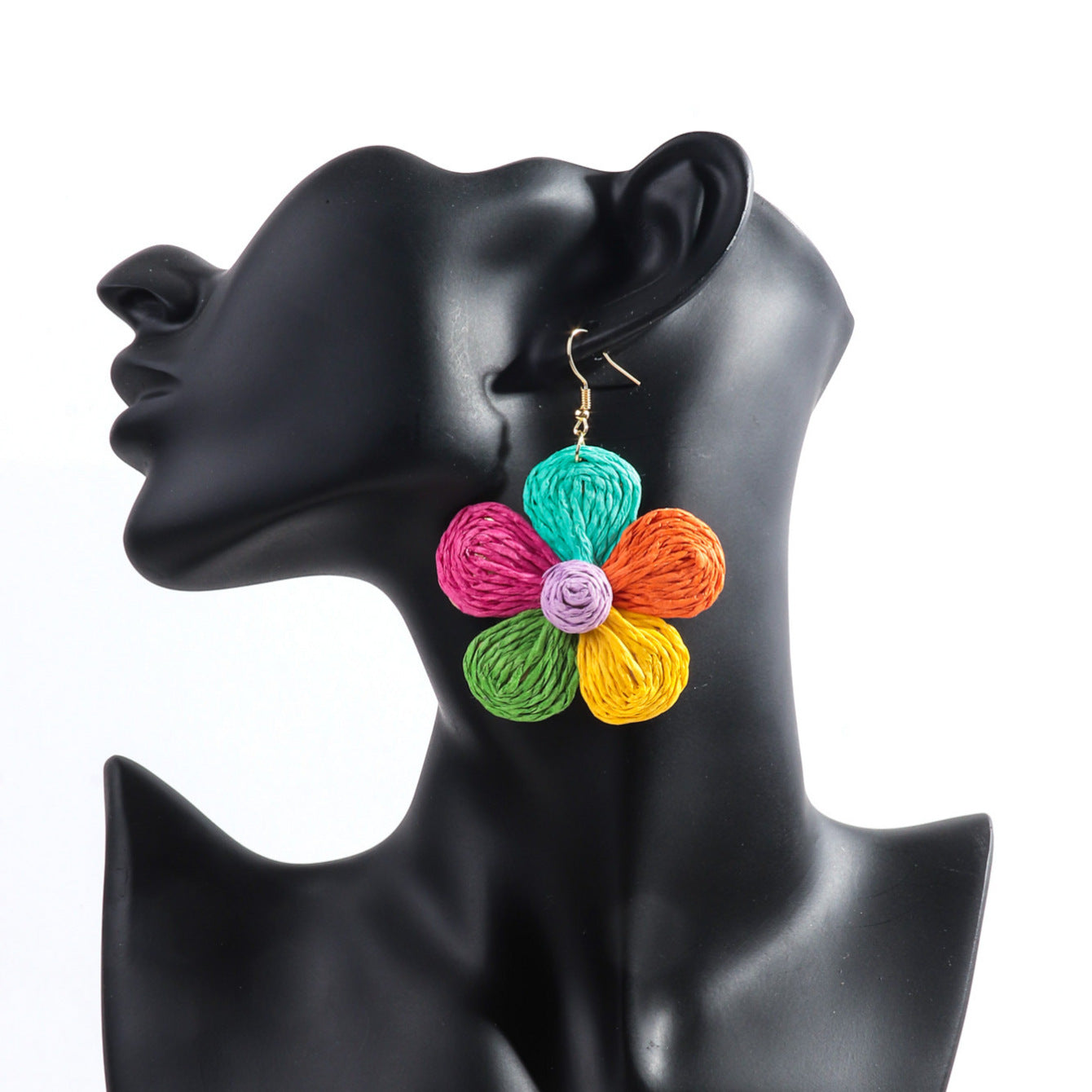 Wholesale Bohemian Handmade Raffia Flower Earrings Summer Seaside Vacation Fashion Accessory