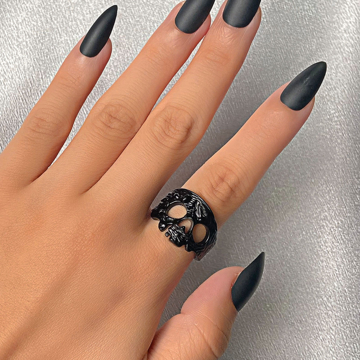 Wholesale Gothic Ghost Face Ring -  Geometric Fashion Accessory,  Adjustable Jewelry Gift