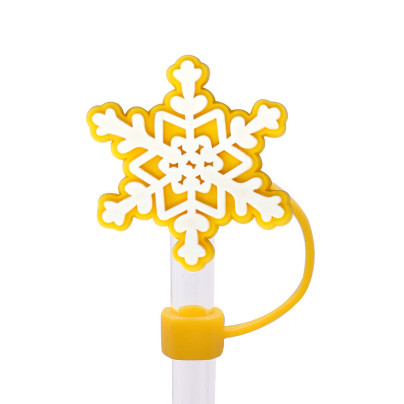 Wholesale Random 100pcs Snowflake Series 8/10mm PVC Soft Straw Tube Cap