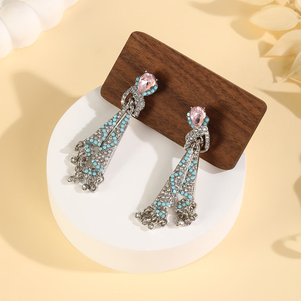 Wholesale Diamond-covered colored silk earrings