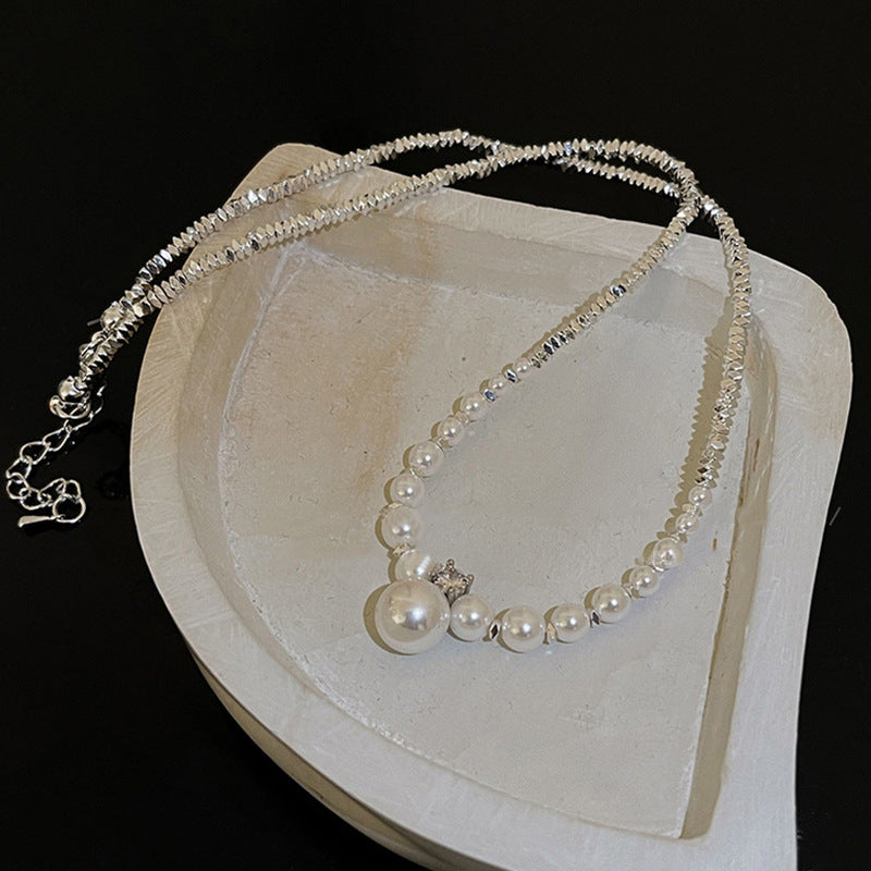 Wholesale Pearl Broken Silver Necklace Clavicle Chain ACC-NE-NS008