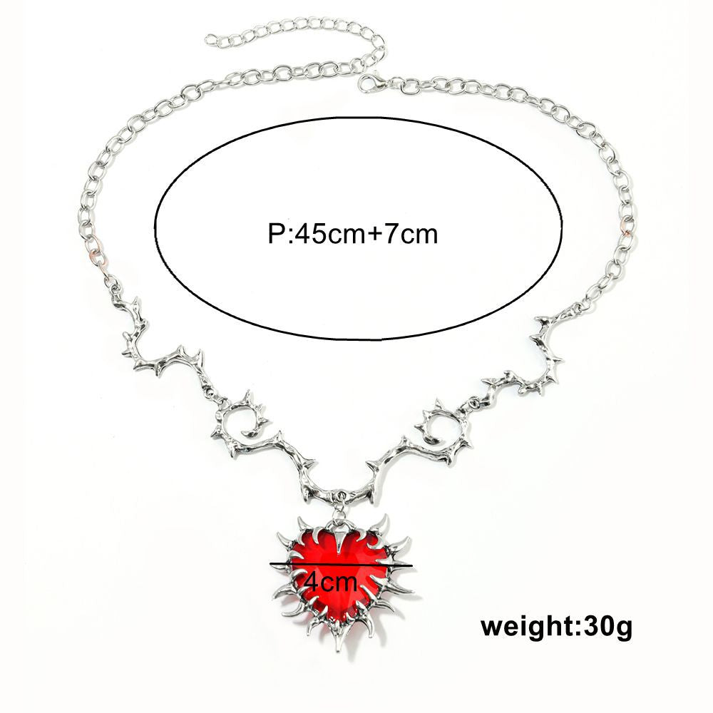 Wholesale Red Gothic Punk n Heart Pendant Necklace - Chic Jewelry Accessory for Gift