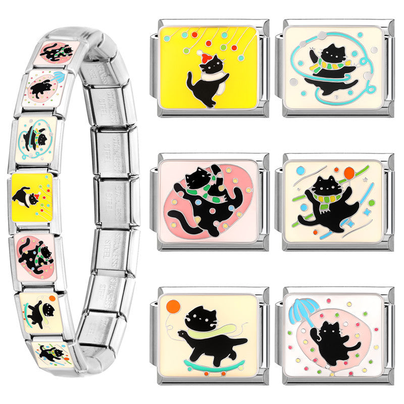 Wholesale Italian Charm Bracelet 9mm DIY Splicing Cute Animal Stainless Steel Composable Bracelet