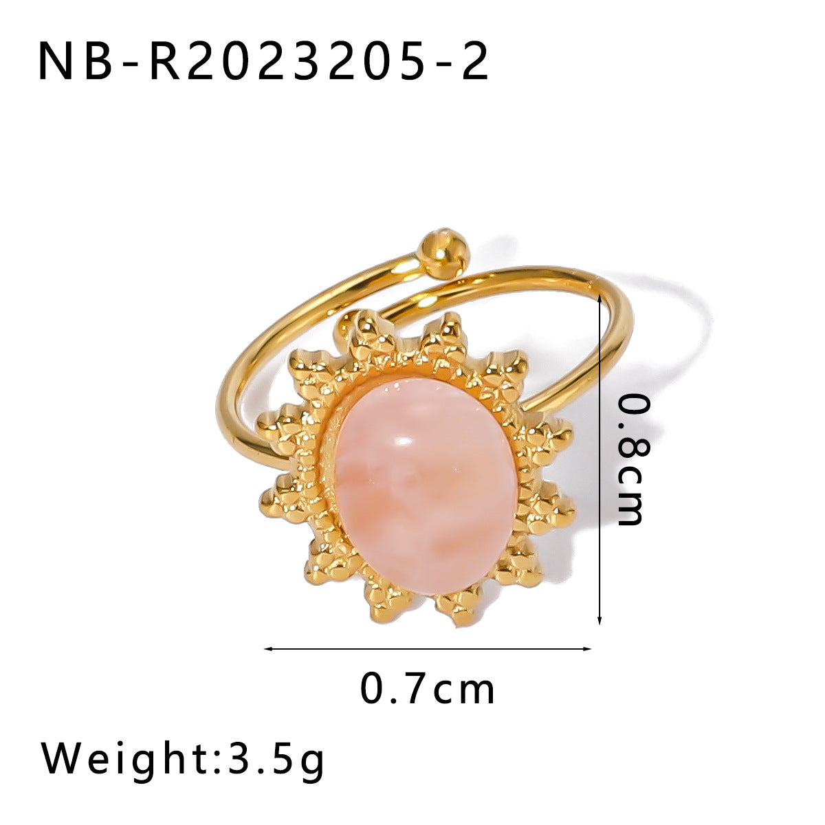 Wholesale Stainless Steel Ring Inlaid Natural Stone Open Adjustable Rings ACC-RS-XinY016