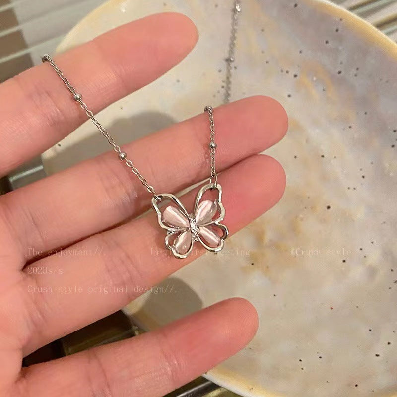 Wholesale Strawberry Crystal Butterfly Necklace