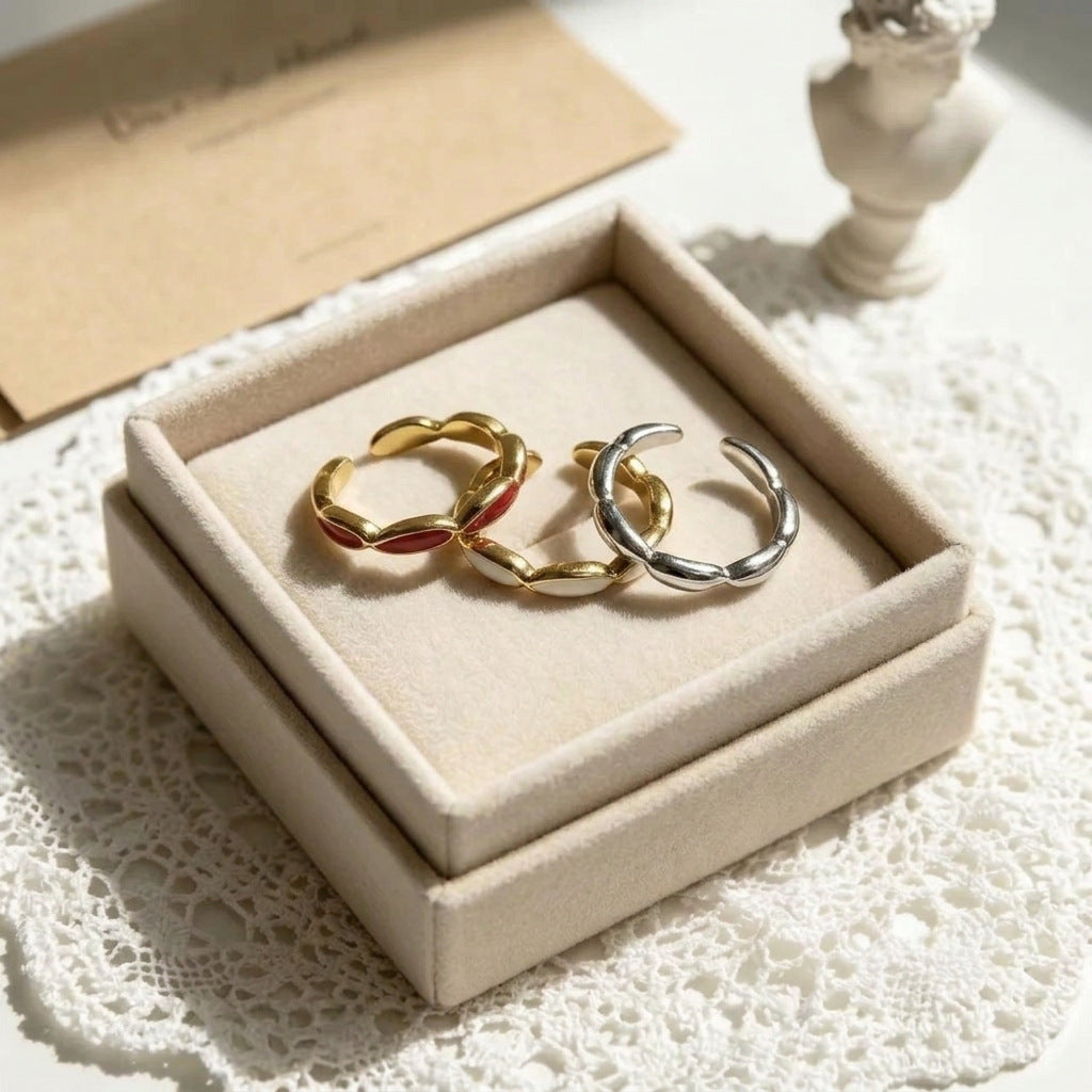 Wholesale Niche High-End Alloy Ring with a Unique Style,  Open Design,  Seven-Bead Ring,  Trendy Ring,  Tiktok Hot Item,  Enamel