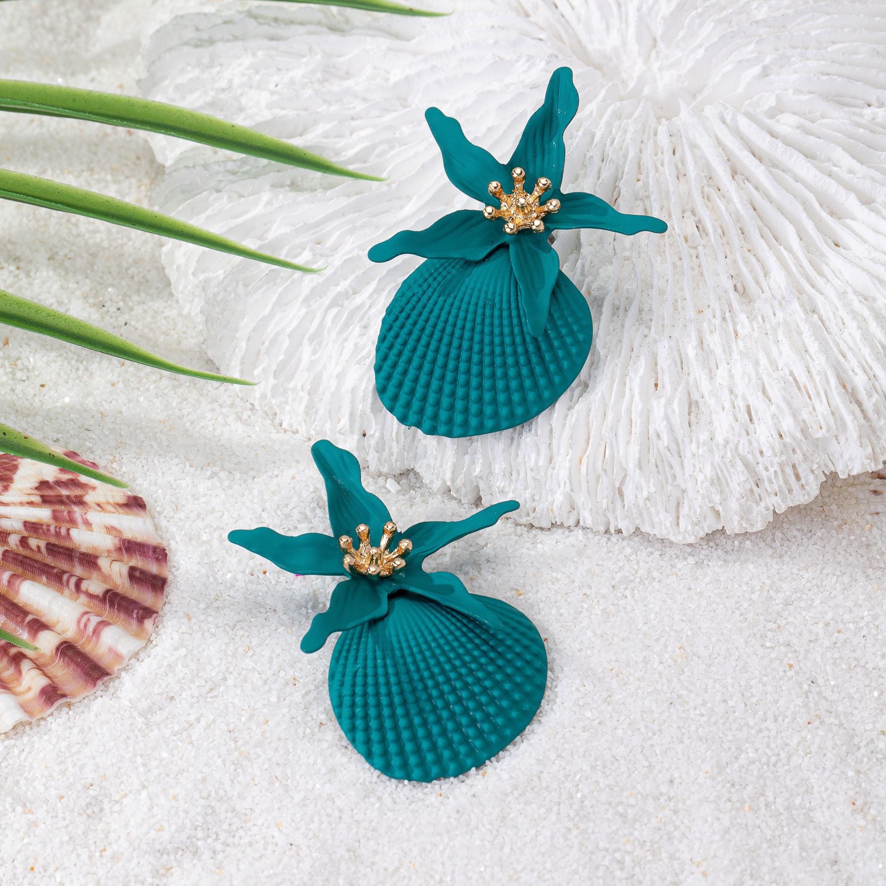 Wholesale Alloy Green Starfish Earrings For Women Summer Seaside Vacation Party Wear