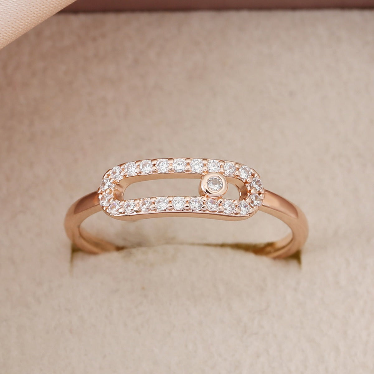 Wholesale  Light Luxury Ring  Opening Zircon Copper Electroplating 18k Gold Fashion Ring