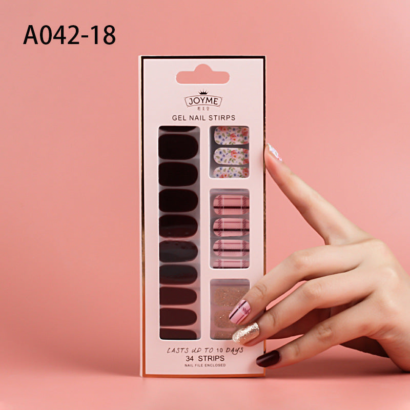 Wholesale Plastic Nail Stickers, Waterproof, Baking Free, Solid Color Nail Stickers, 34 Stickers Without Curling Edges ACC-NS-XKQ007