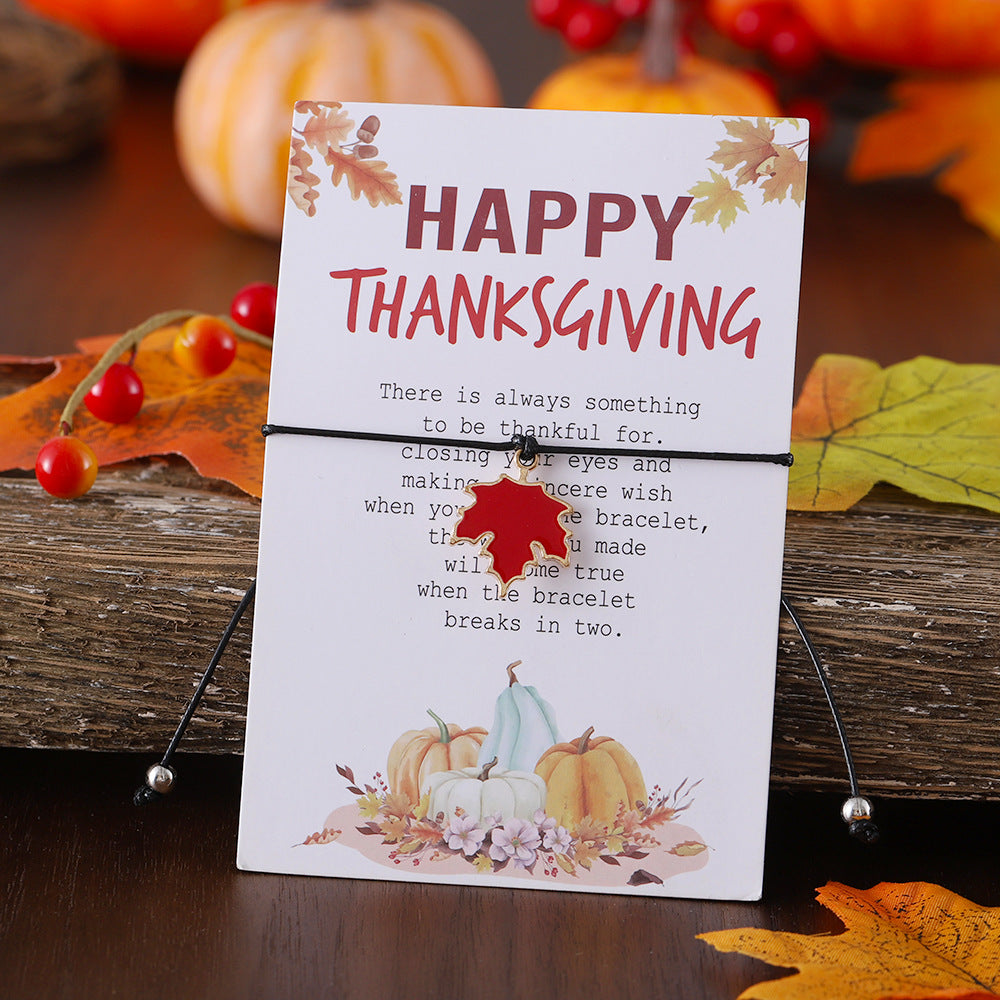 Wholesale Thanksgiving Maple Leaf Turkey Pine Cone Bracelet
