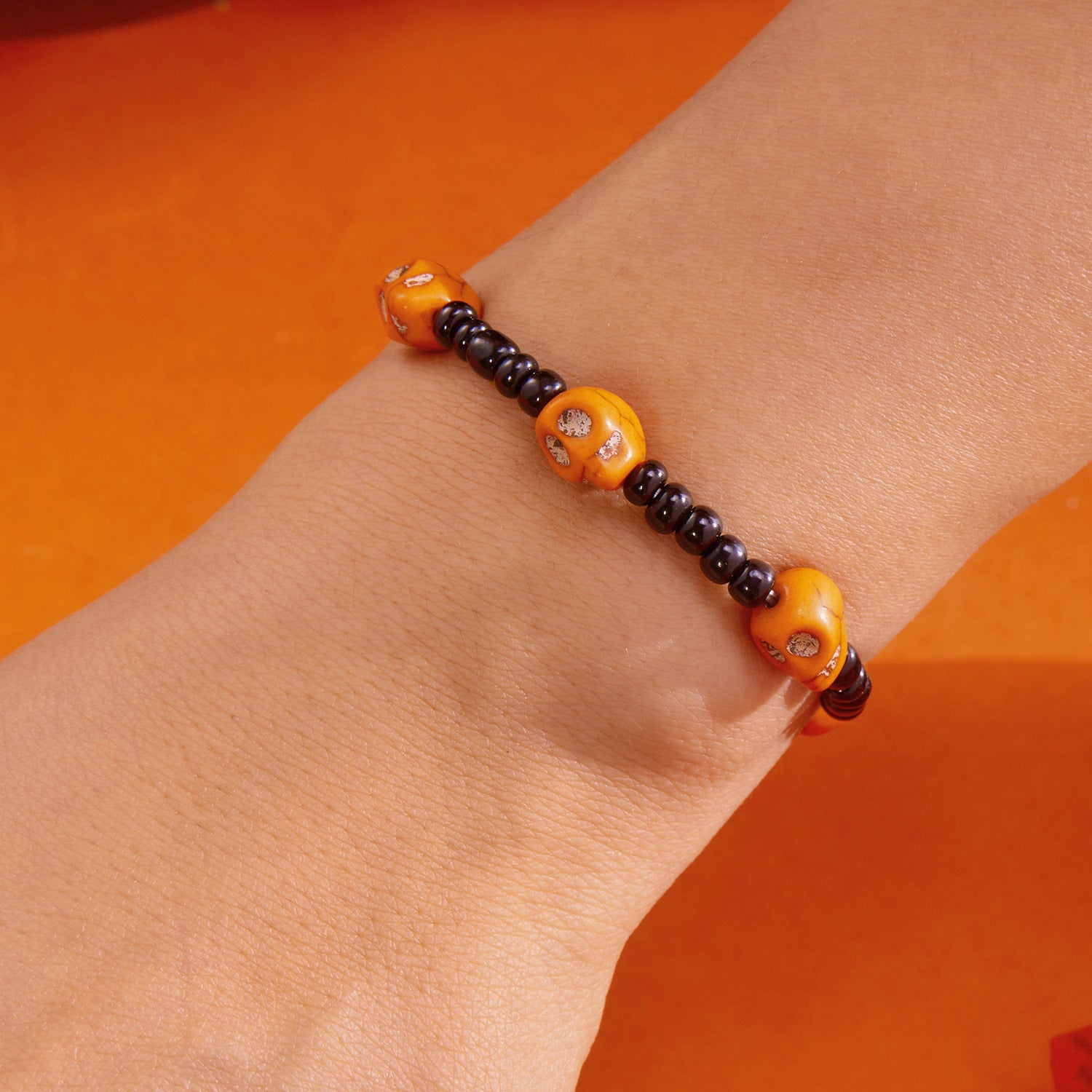 Wholesale Halloween Resin Beaded Bracelet Skull Paper Card Bracelet