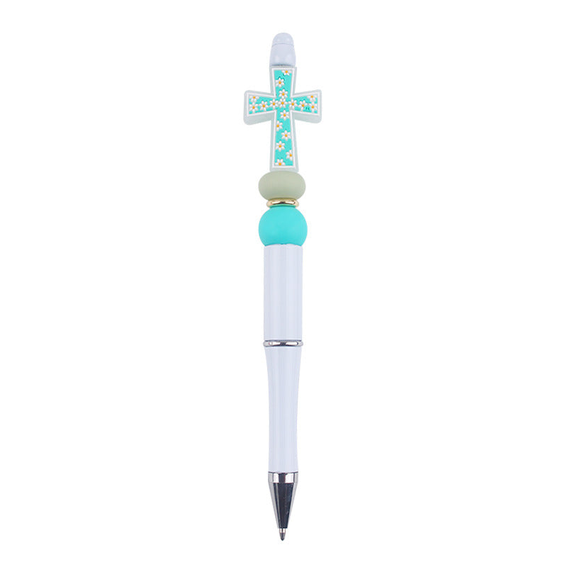 Wholesale  DIY Beaded Pen Creative Handmade Cross Silicone Beads Beaded Pen
