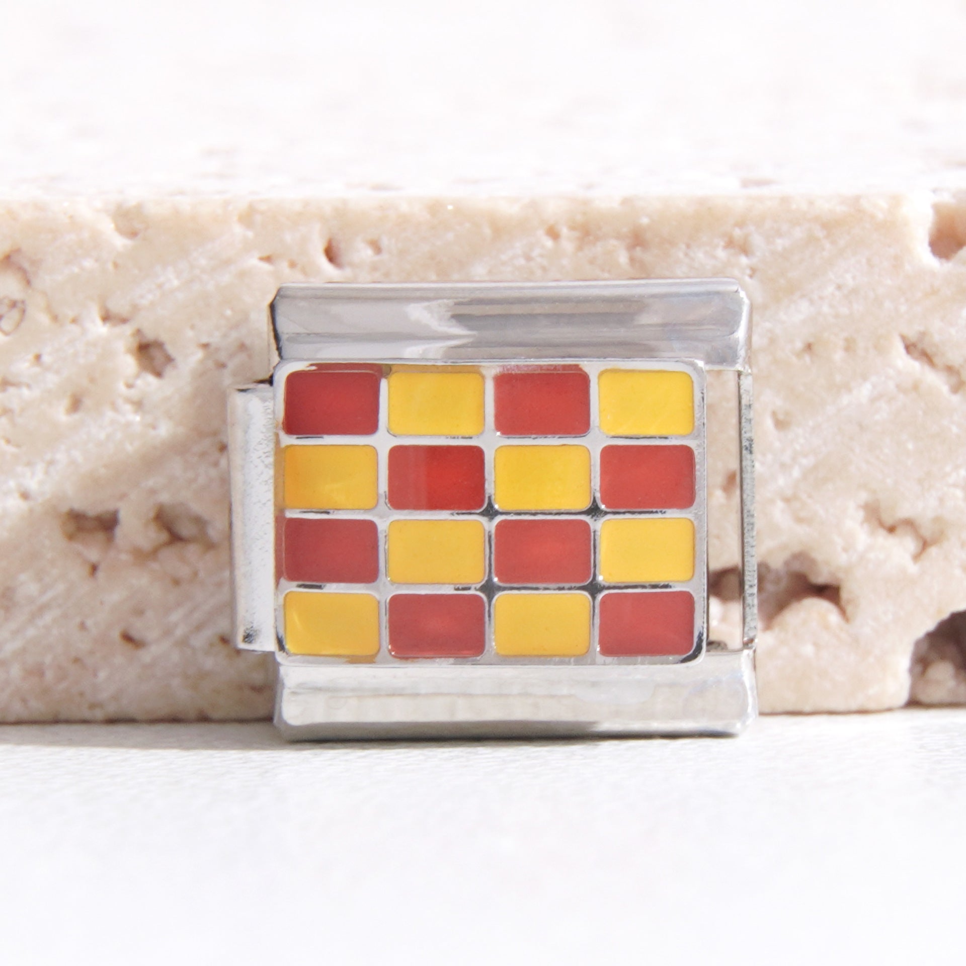 Wholesale Italian Charm Bracelet 9mm DIY Splicing Checkerboard Series Stainless Steel Composable Bracele