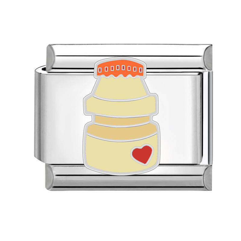 Wholesale Italian Charm Bracelet 9mm DIY Splicing Cute Dessert Titanium Steel Composable Bracelet