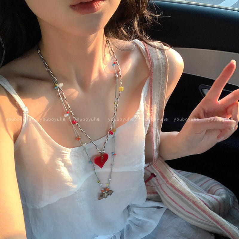 Wholesale Cartoon Ceramic Puppy Beaded Pendant Necklace