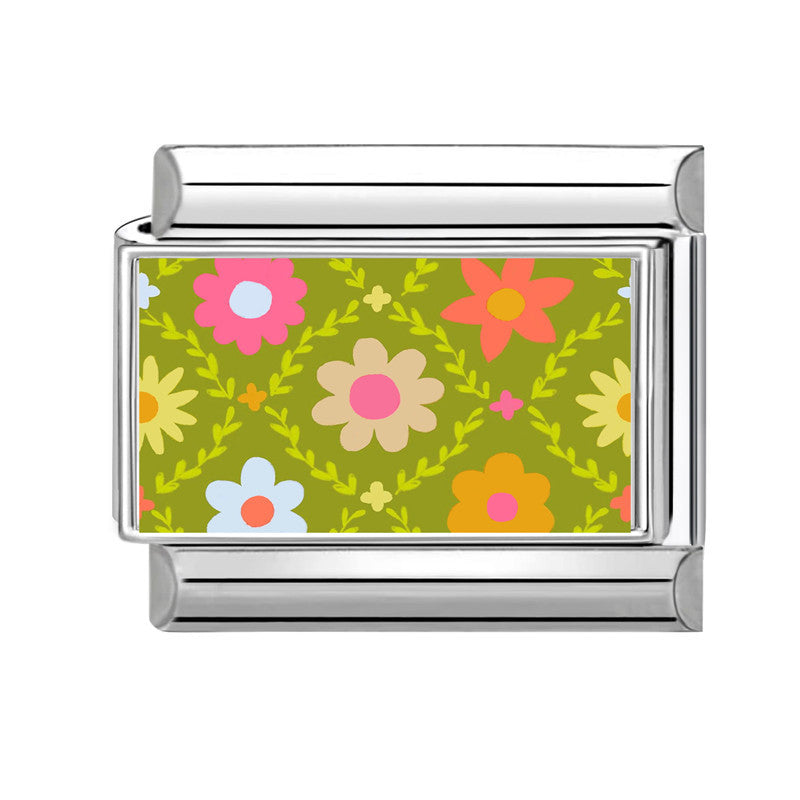 Wholesale 9mm Italian Charm Starter Bracelets DIY Flower Series Stainless Steel Composable Bracelet