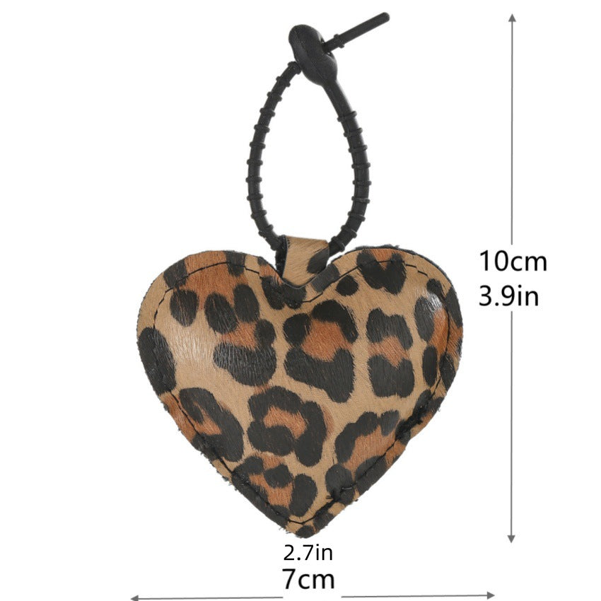 Wholesale PU cotton filled leopard print love keychain