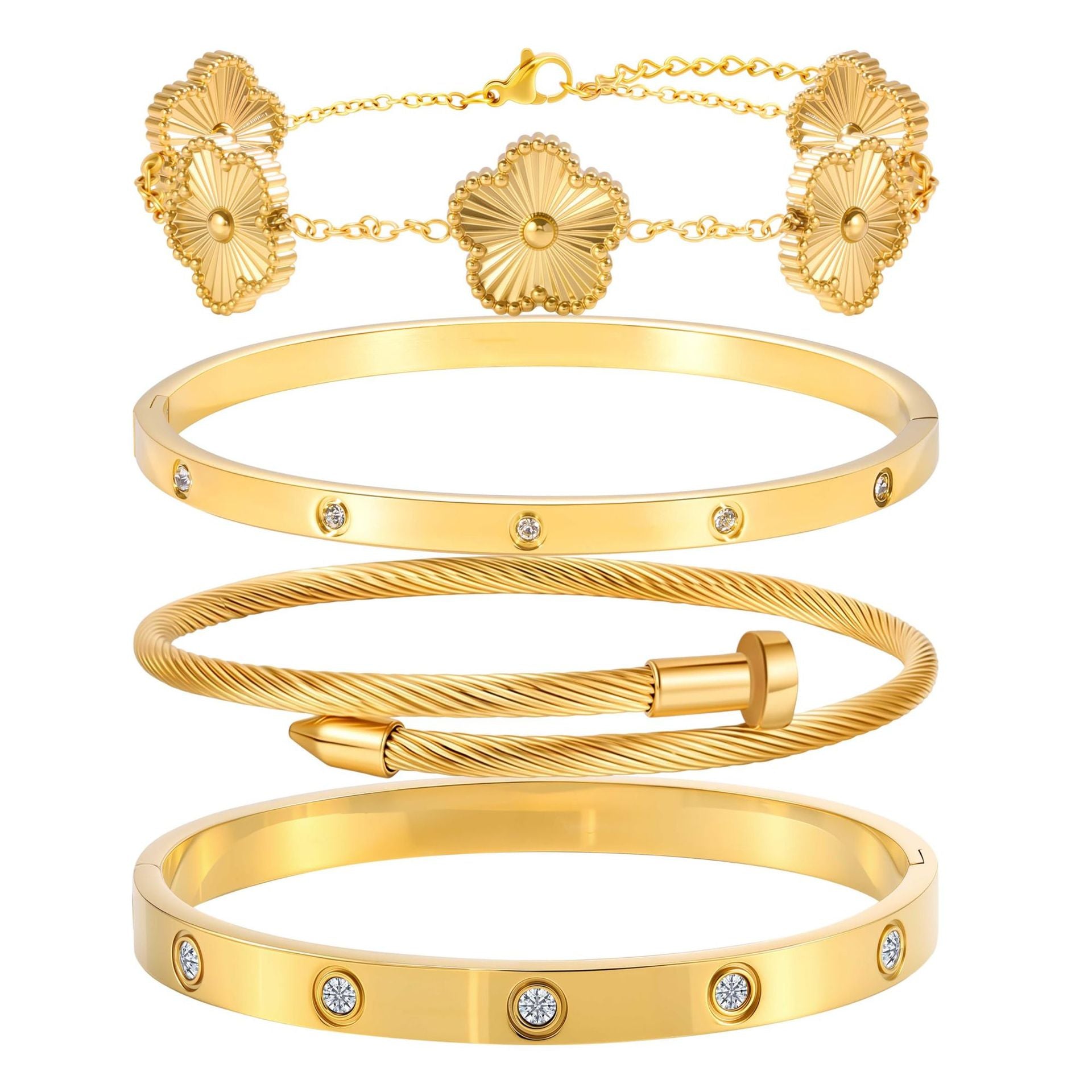 Wholesale Titanium Steel Pastoral Style Bracelet with Diamond Jewelry Accessory for Boutique Resale
