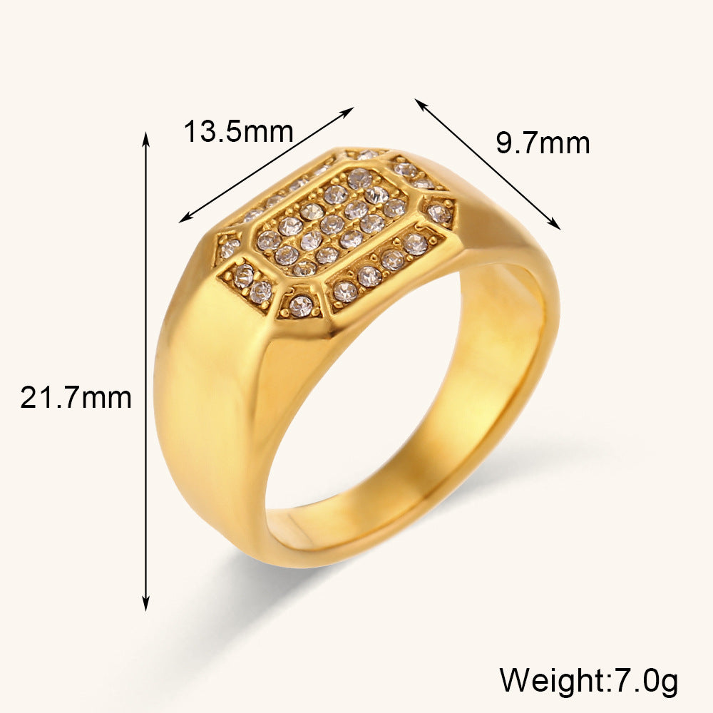 Wholesale Ring Jewelry Jewelry Stainless Steel Rings Gold Plated Zirconium Ring Gold Plated Rings ACC-RS-DingRan004